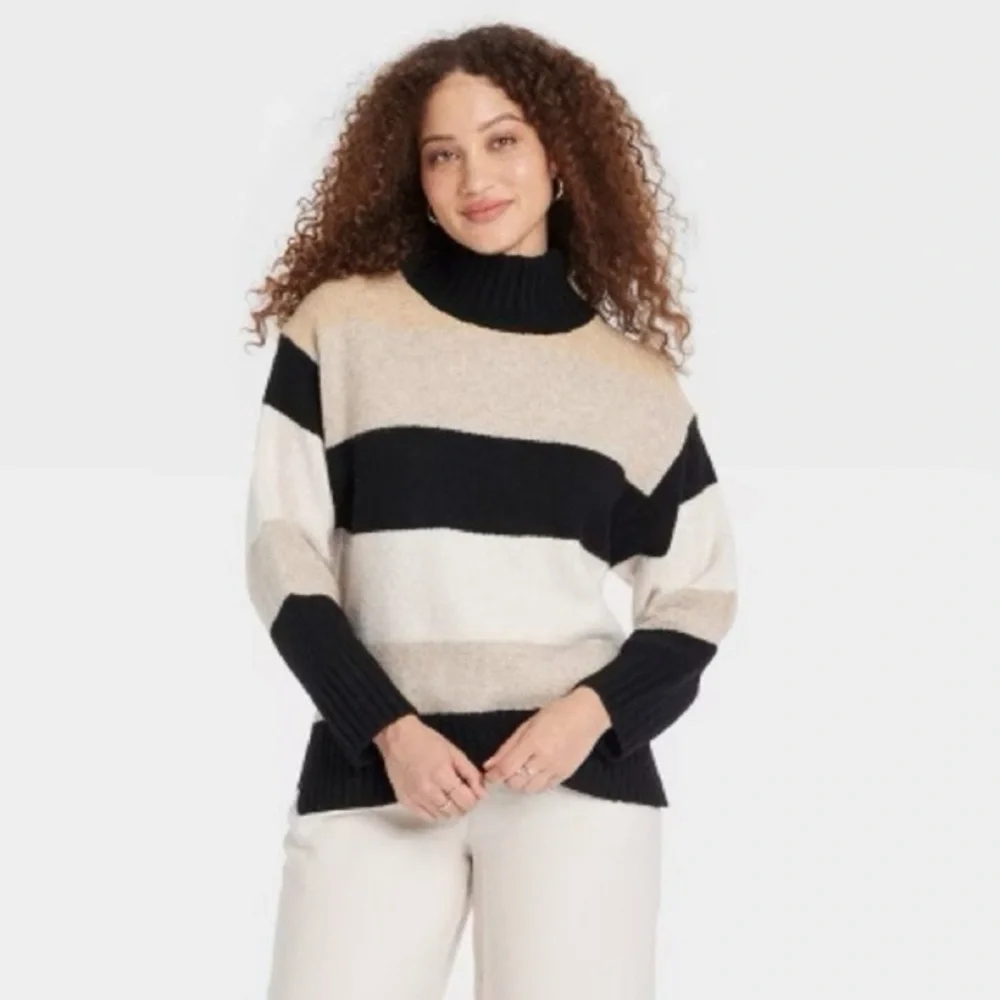 Women's Cozy Knit Mock Turtleneck Pullover Sweater - A New Day™